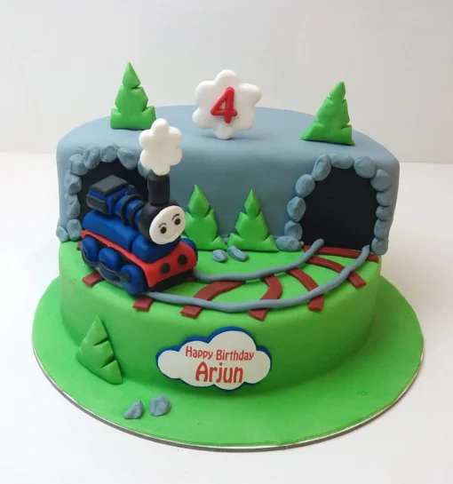 Thomas The Tank Engine Theme Fondant Cake