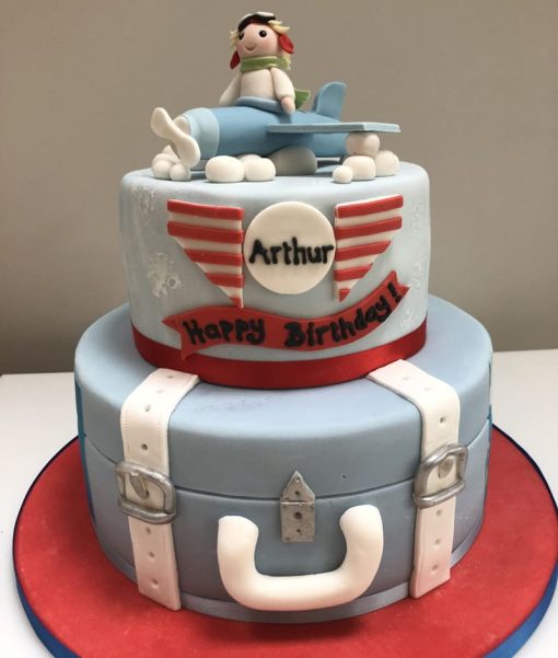 2 Tier Travel Theme Aeroplane Cake